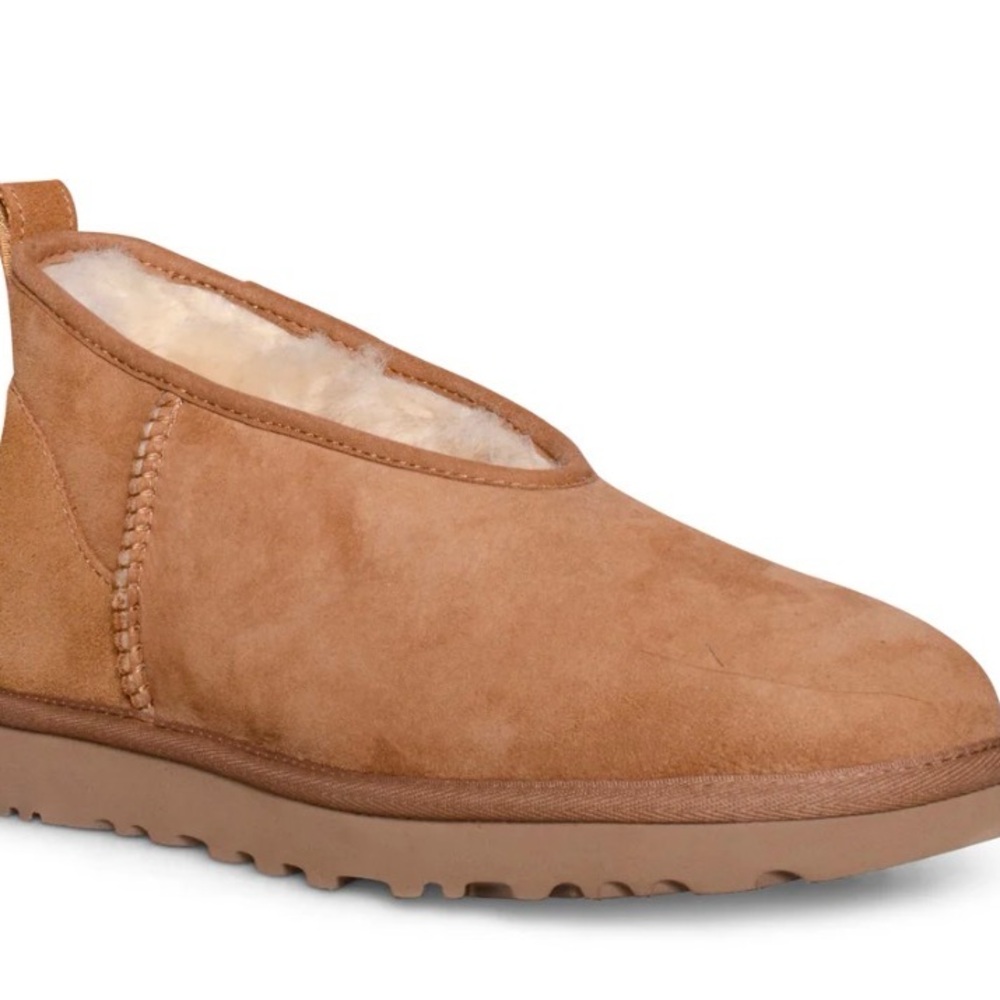 UGG Cozy Warm Fuzzy Chic Chestnut Suede Micro Mini Boot size 8 EUC - Picture 9 of 11